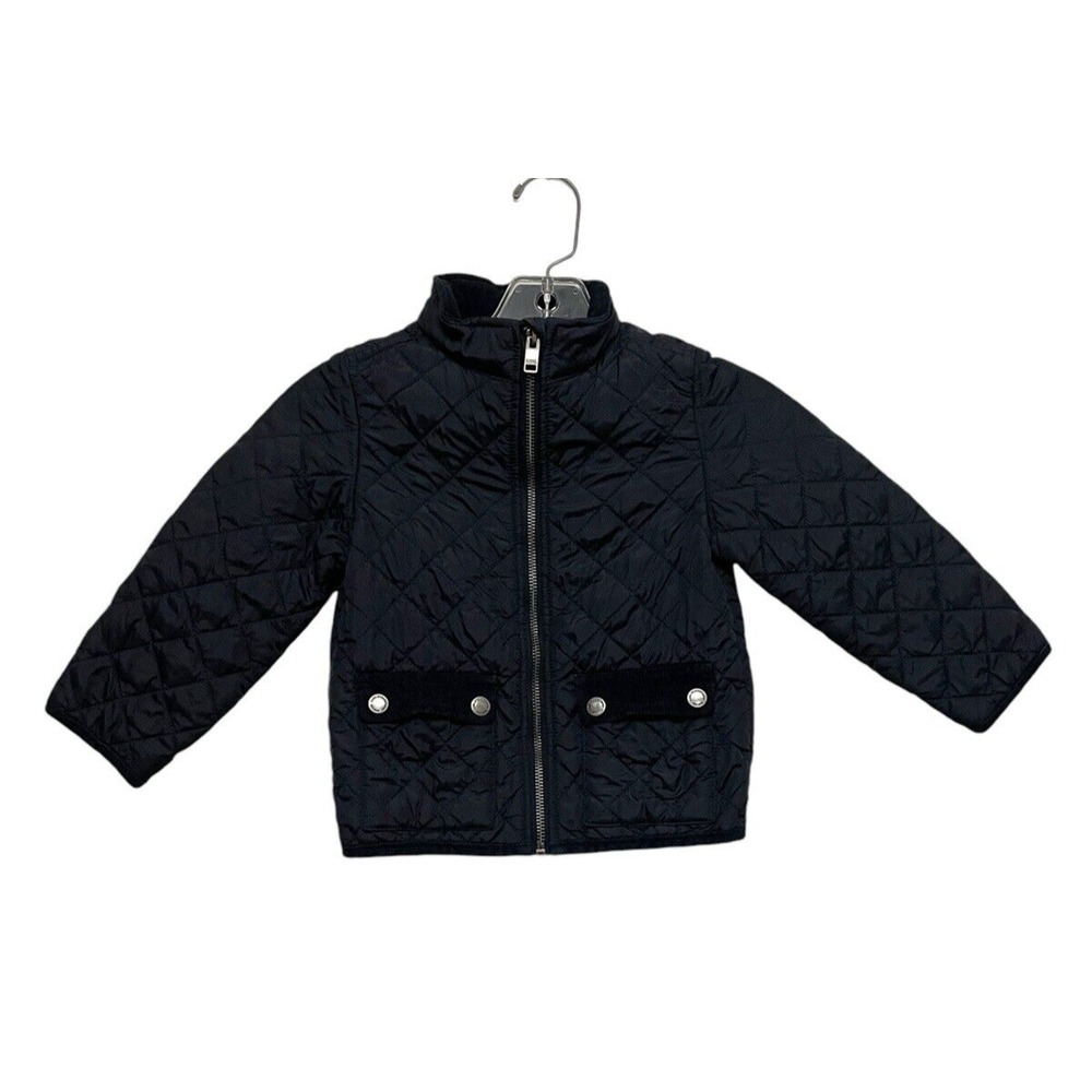 H&M L.O.G.G. Quilted Barn Coat Jacket Size Toddler 2-3Y Navy Blue Corduroy Zip
